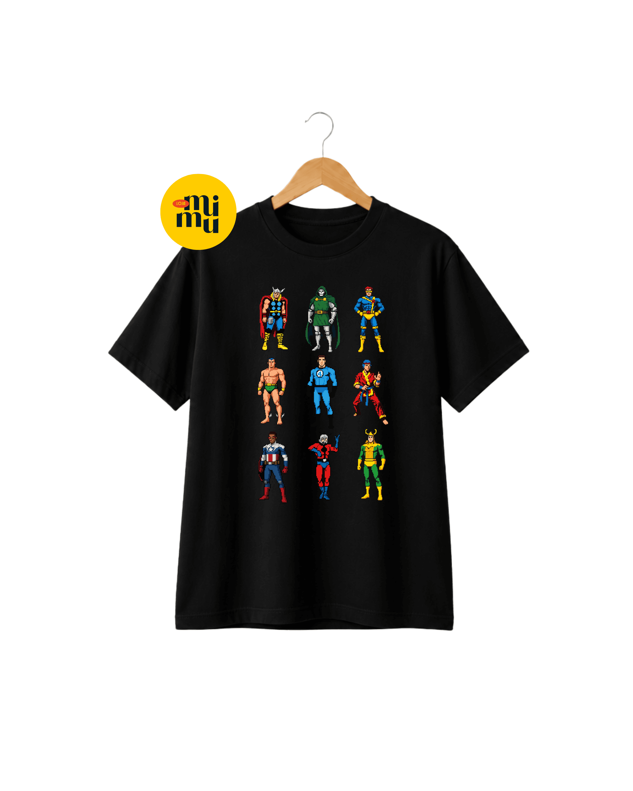 Camisa Vingadores - Heróis pixel