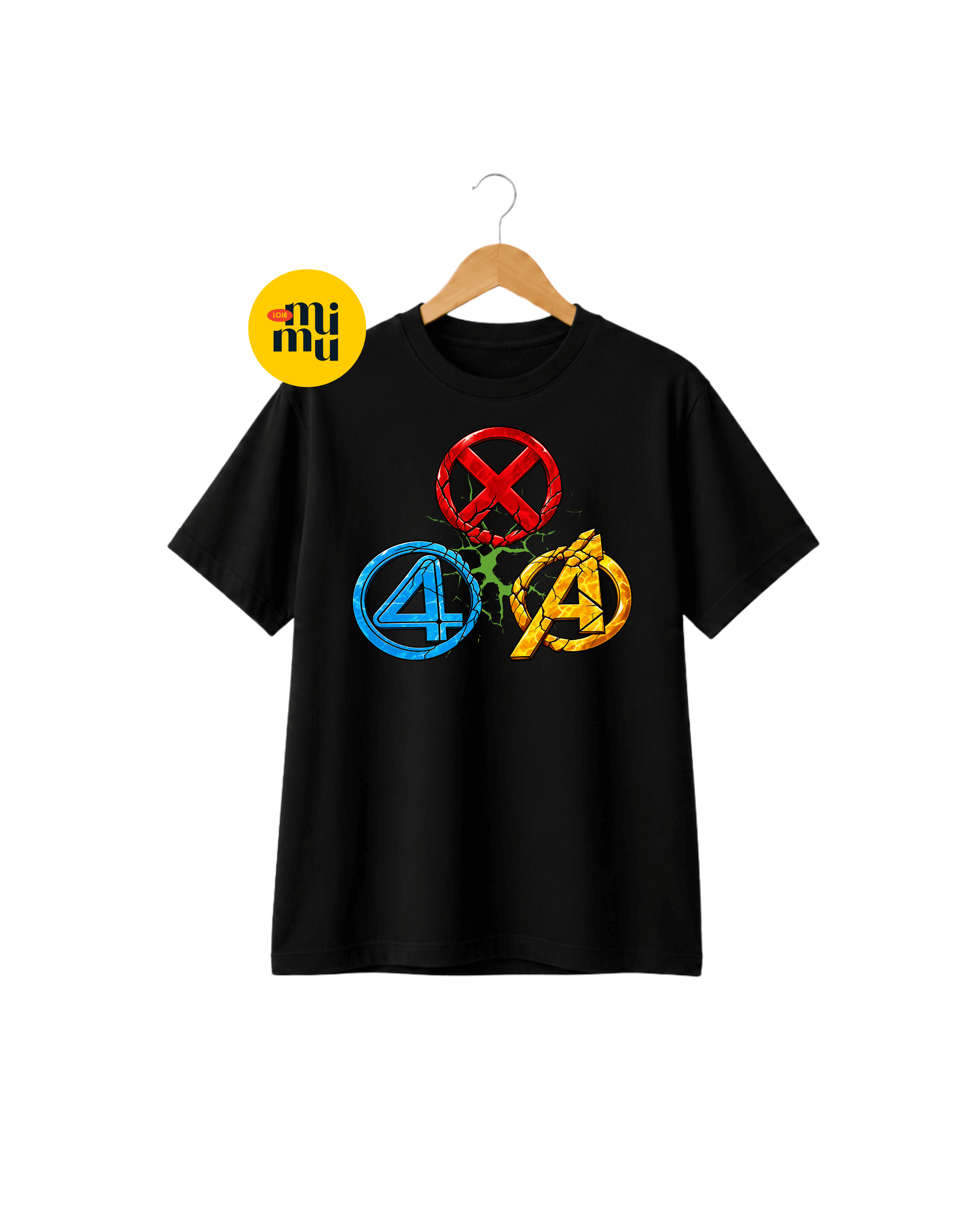 Camisa Vingadores - Logos rachadas